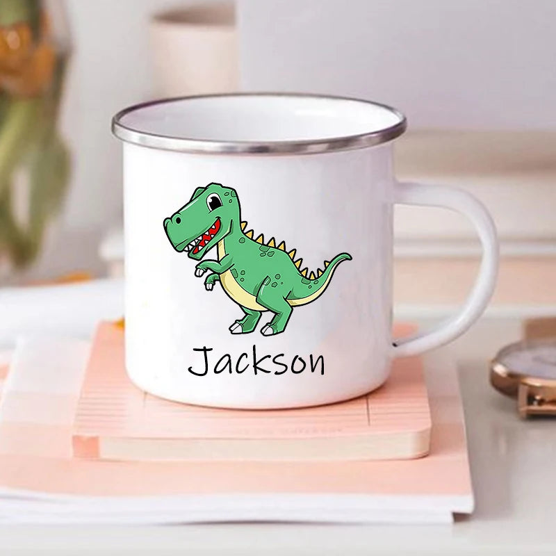 Custom Dinosaur with Name Coffee Cup Personalized Kids Cup Birthday Party Favors for Kids Children Christmas Valentines Day Gift