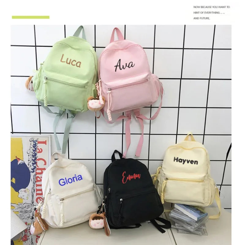 Custom Name Cute Bag Pack School Bag for Girl's Personalised Embroidered Backpack Rucksack Back To School  A Personalised Bag