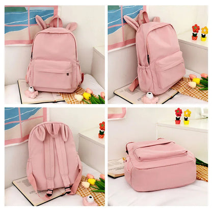 Custom Name Solid Color Rabbit School Student Backpack Personalized Kids Fashion Large Capacity Schoolbags Lightweight Backpack