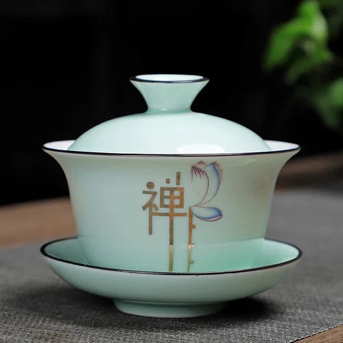 Custom Vintage Tea Set Ceramic Gaiwan Household Tea Bowl Teacup with Lid Portable Porcelain Tea Infuser Chinese Master Cup