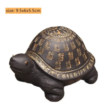 Custom Yixing Purple Clay Tea Pet Lucky Feng Shui Turtle Sculpture Tea Accessories Animal Decoration Crafts Desktop Ornaments