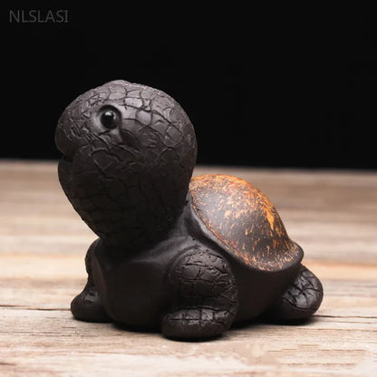 Custom Yixing Purple Clay Tea Pet Lucky Feng Shui Turtle Sculpture Tea Accessories Animal Decoration Crafts Desktop Ornaments