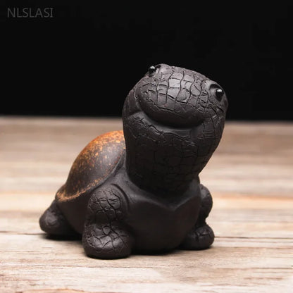 Custom Yixing Purple Clay Tea Pet Lucky Feng Shui Turtle Sculpture Tea Accessories Animal Decoration Crafts Desktop Ornaments