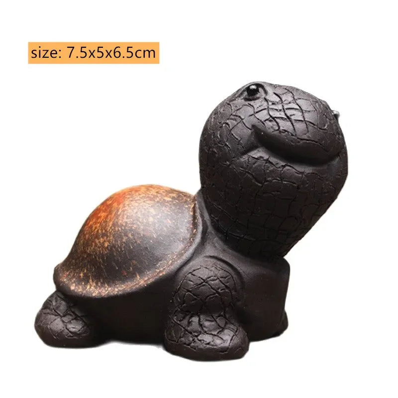 Custom Yixing Purple Clay Tea Pet Lucky Feng Shui Turtle Sculpture Tea Accessories Animal Decoration Crafts Desktop Ornaments