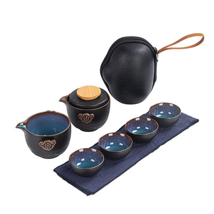 Customize Chinese Kung Fu Teaset Ceramic Portable Teapot Set Travel Gaiwan Tea Cups of Tea Ceremony Teacup Fine Hand Pot