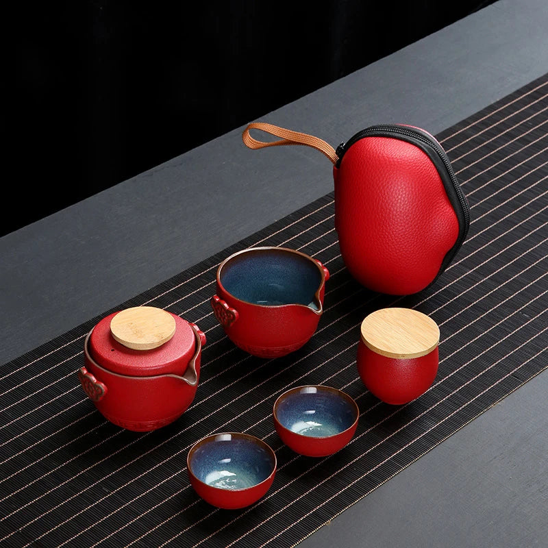 Customize Chinese Kung Fu Teaset Ceramic Portable Teapot Set Travel Gaiwan Tea Cups of Tea Ceremony Teacup Fine Hand Pot