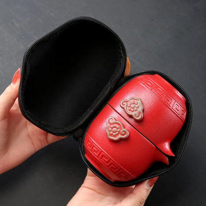Customize Chinese Kung Fu Teaset Ceramic Portable Teapot Set Travel Gaiwan Tea Cups of Tea Ceremony Teacup Fine Hand Pot