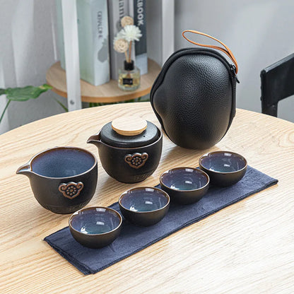 Customize Chinese Kung Fu Teaset Ceramic Portable Teapot Set Travel Gaiwan Tea Cups of Tea Ceremony Teacup Fine Hand Pot