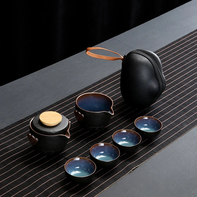 Customize Chinese Kung Fu Teaset Ceramic Portable Teapot Set Travel Gaiwan Tea Cups of Tea Ceremony Teacup Fine Hand Pot