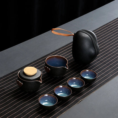 Customize Chinese Kung Fu Teaset Ceramic Portable Teapot Set Travel Gaiwan Tea Cups of Tea Ceremony Teacup Fine Hand Pot