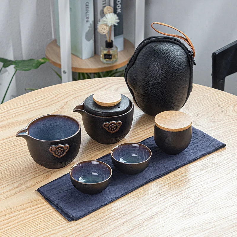 Customize Chinese Kung Fu Teaset Ceramic Portable Teapot Set Travel Gaiwan Tea Cups of Tea Ceremony Teacup Fine Hand Pot