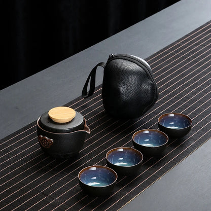 Customize Chinese Kung Fu Teaset Ceramic Portable Teapot Set Travel Gaiwan Tea Cups of Tea Ceremony Teacup Fine Hand Pot