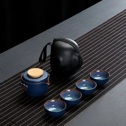 Customize Chinese Kung Fu Teaset Ceramic Portable Teapot Set Travel Gaiwan Tea Cups of Tea Ceremony Teacup Fine Hand Pot