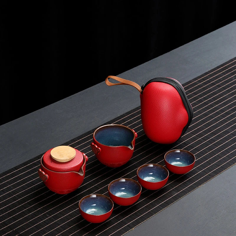 Customize Chinese Kung Fu Teaset Ceramic Portable Teapot Set Travel Gaiwan Tea Cups of Tea Ceremony Teacup Fine Hand Pot