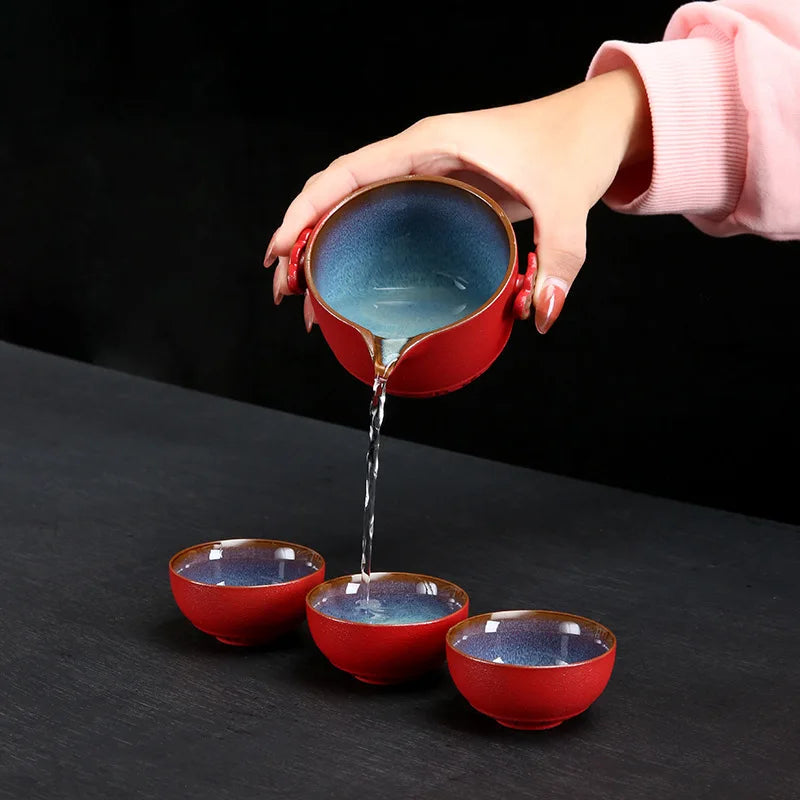 Customize Chinese Kung Fu Teaset Ceramic Portable Teapot Set Travel Gaiwan Tea Cups of Tea Ceremony Teacup Fine Hand Pot