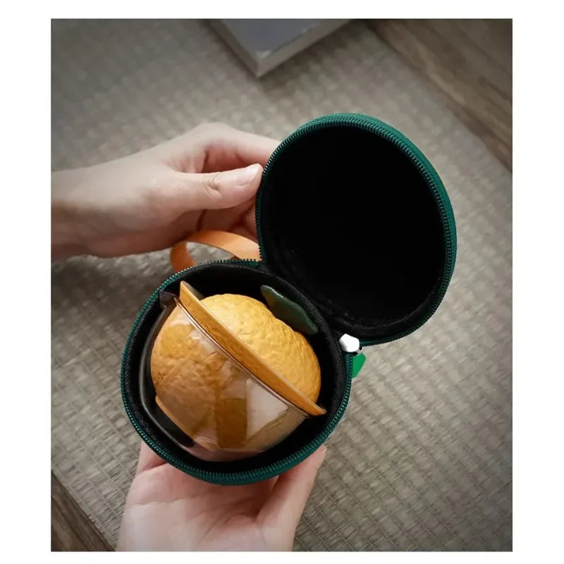 Customize Chinese Tea Set Ceramic Portable Teapot Set Travel Gaiwan Tea Cups of Tea Ceremony Accessories One Pot Two Cup Suit