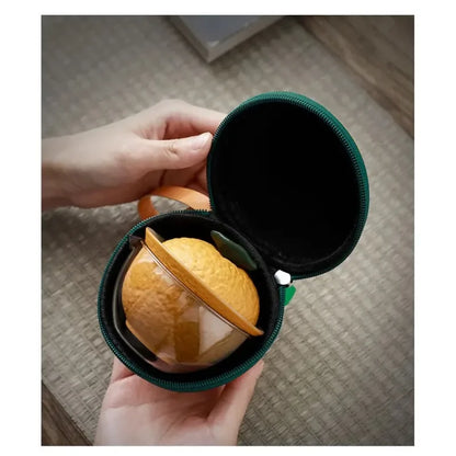 Customize Chinese Tea Set Ceramic Portable Teapot Set Travel Gaiwan Tea Cups of Tea Ceremony Accessories One Pot Two Cup Suit