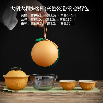Customize Chinese Tea Set Ceramic Portable Teapot Set Travel Gaiwan Tea Cups of Tea Ceremony Accessories One Pot Two Cup Suit