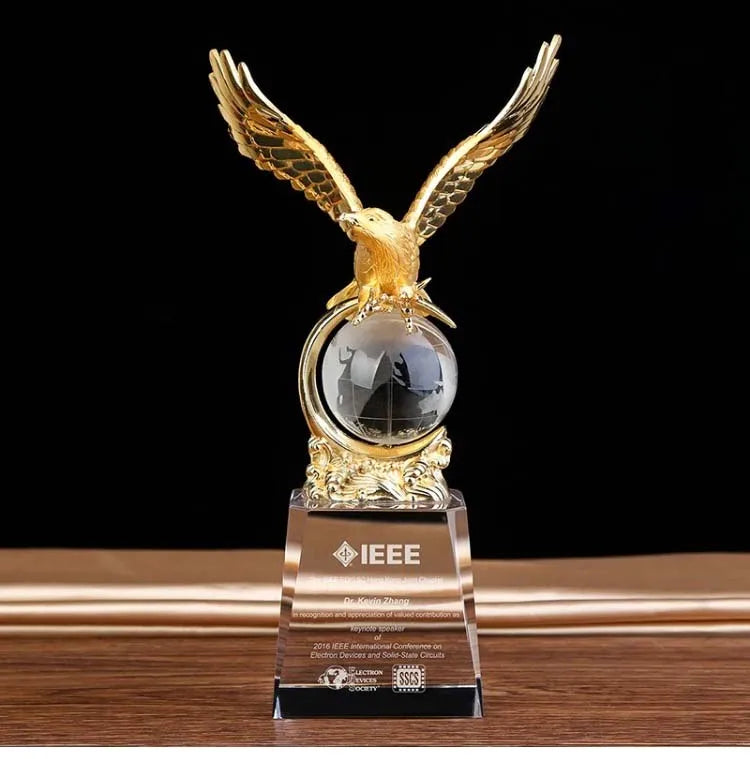 Customize Custom Business gift -25CM TOP COOL Home office efficacious Mascot Money Drawing Eagle vulture lanneret crystal statue