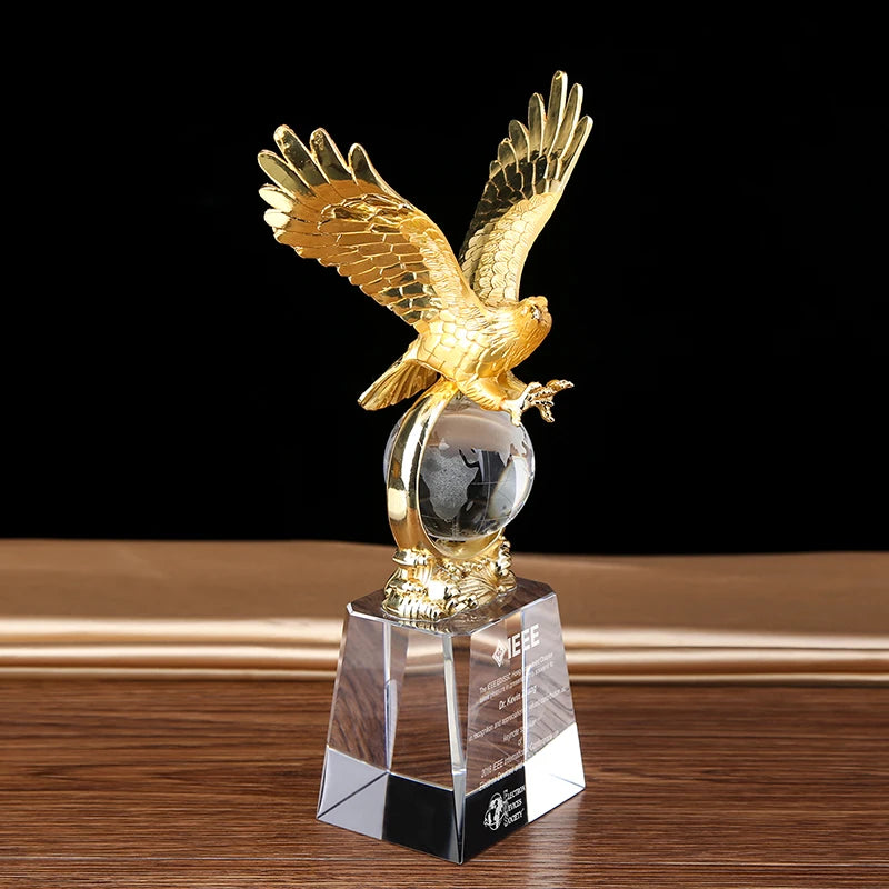 Customize Custom Business gift -25CM TOP COOL Home office efficacious Mascot Money Drawing Eagle vulture lanneret crystal statue