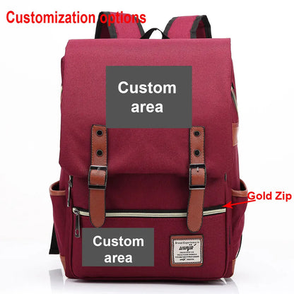 Customized Custom Made Logo Number Team Name Buckle Children School bag Teenagers Student Schoolbags Women Bagpack Men Backpack
