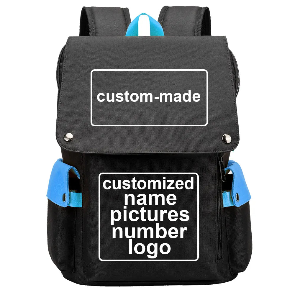 Customized Name Logo Picture Boy Girl Kids Book Bags Large Capacity Teenagers USB Schoolbags Women Men Laptop Travel Backpack