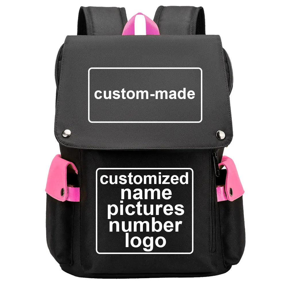 Customized Name Logo Picture Boy Girl Kids Book Bags Large Capacity Teenagers USB Schoolbags Women Men Laptop Travel Backpack