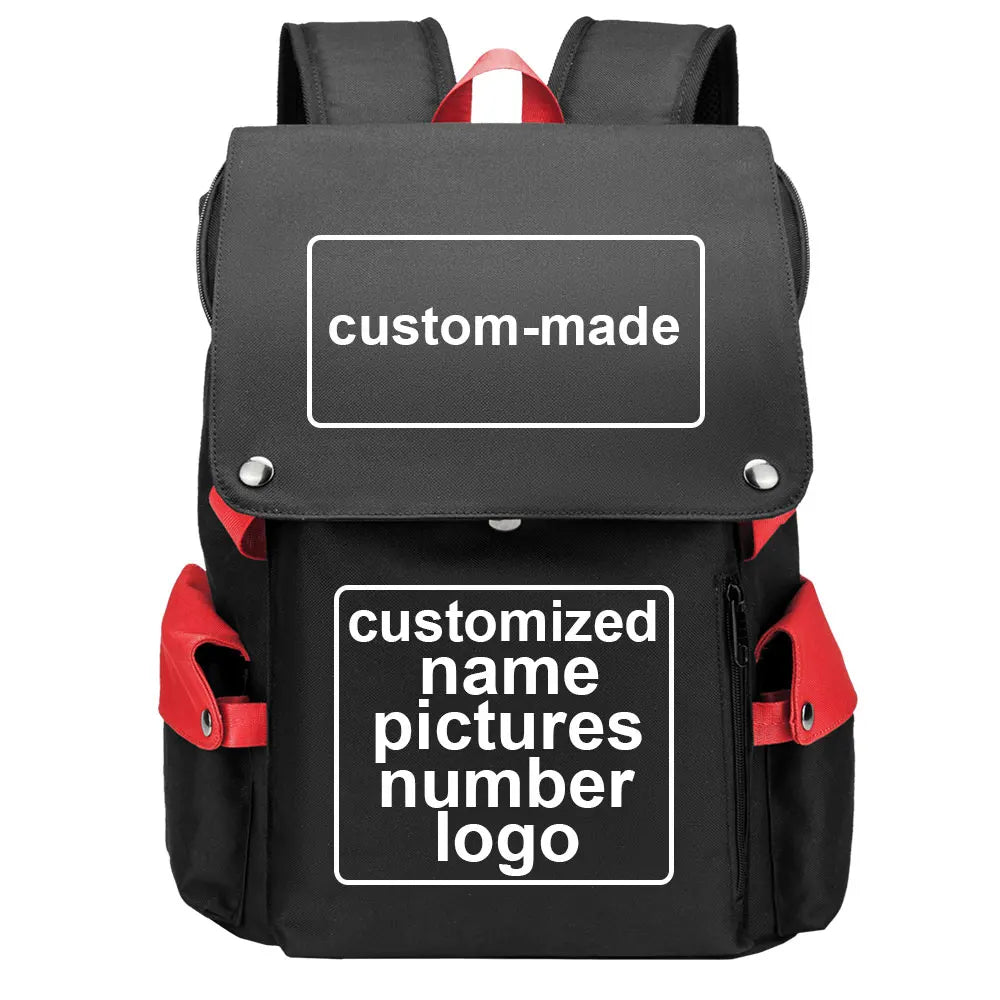 Customized Name Logo Picture Boy Girl Kids Book Bags Large Capacity Teenagers USB Schoolbags Women Men Laptop Travel Backpack