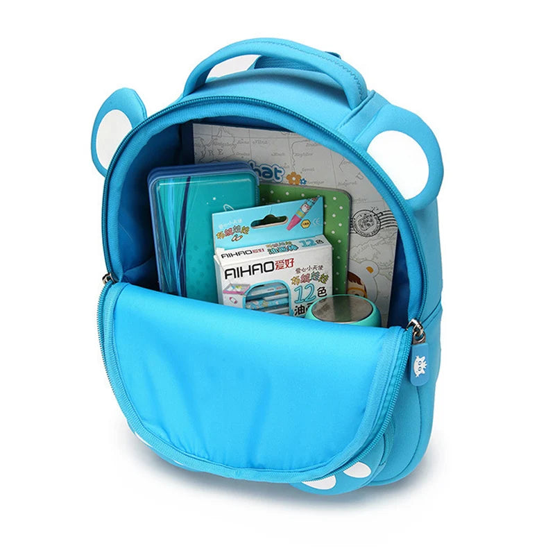 Cute 3D Blue Bear School Bags for Boys Lovely Animals Design Kids Girls Backpacks Children Students Book Bags Mochila Infantil