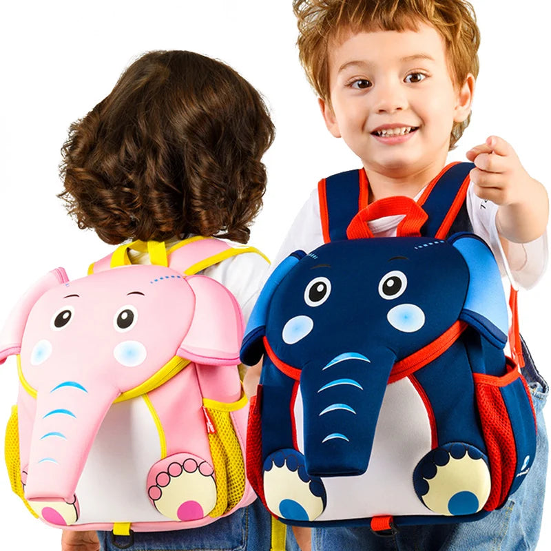 Cute 3D Elephant School Bags Blue Pink Color for Boys Girls Waterproof Light Kindergarten Kids School Backpacks Child Best Gift