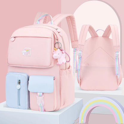 Cute Backpack Waterproof Multi-Pocket School Backpack for Student Girls Kawaii Primary Schoolbag Book Bag Mochila 2 Sizes