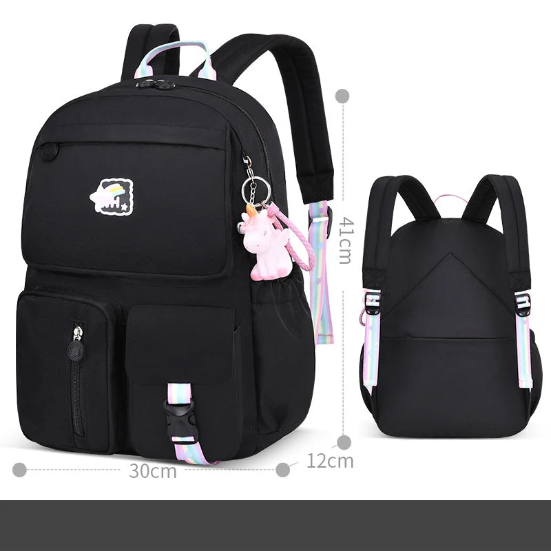 Cute Backpack Waterproof Multi-Pocket School Backpack for Student Girls Kawaii Primary Schoolbag Book Bag Mochila 2 Sizes