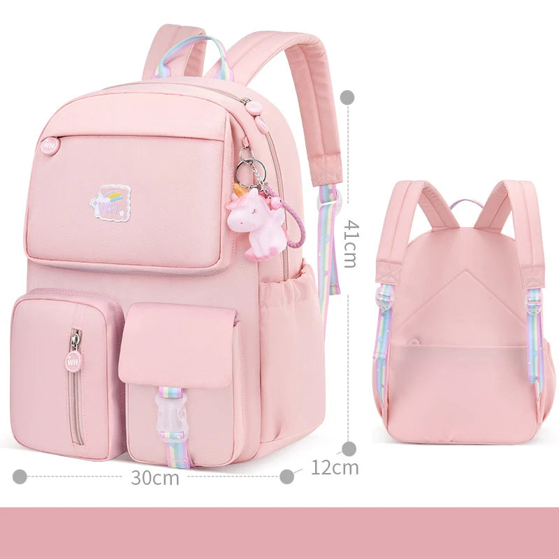 Cute Backpack Waterproof Multi-Pocket School Backpack for Student Girls Kawaii Primary Schoolbag Book Bag Mochila 2 Sizes