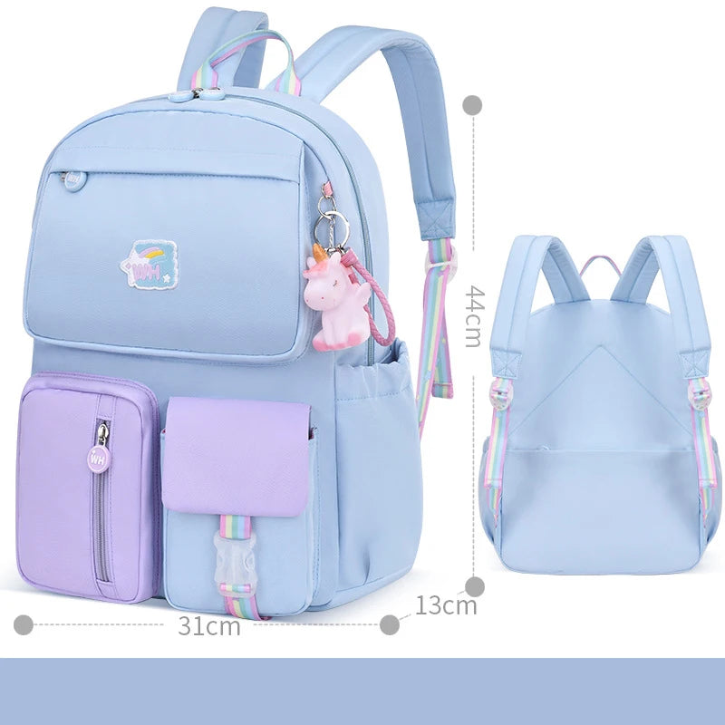 Cute Backpack Waterproof Multi-Pocket School Backpack for Student Girls Kawaii Primary Schoolbag Book Bag Mochila 2 Sizes