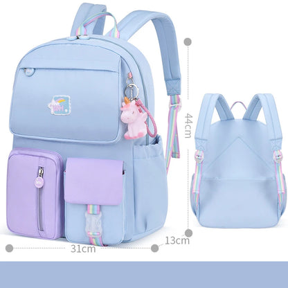 Cute Backpack Waterproof Multi-Pocket School Backpack for Student Girls Kawaii Primary Schoolbag Book Bag Mochila 2 Sizes
