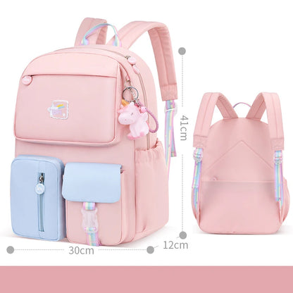 Cute Backpack Waterproof Multi-Pocket School Backpack for Student Girls Kawaii Primary Schoolbag Book Bag Mochila 2 Sizes