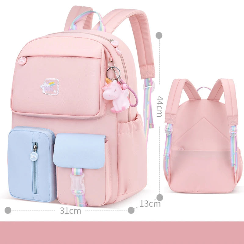 Cute Backpack Waterproof Multi-Pocket School Backpack for Student Girls Kawaii Primary Schoolbag Book Bag Mochila 2 Sizes