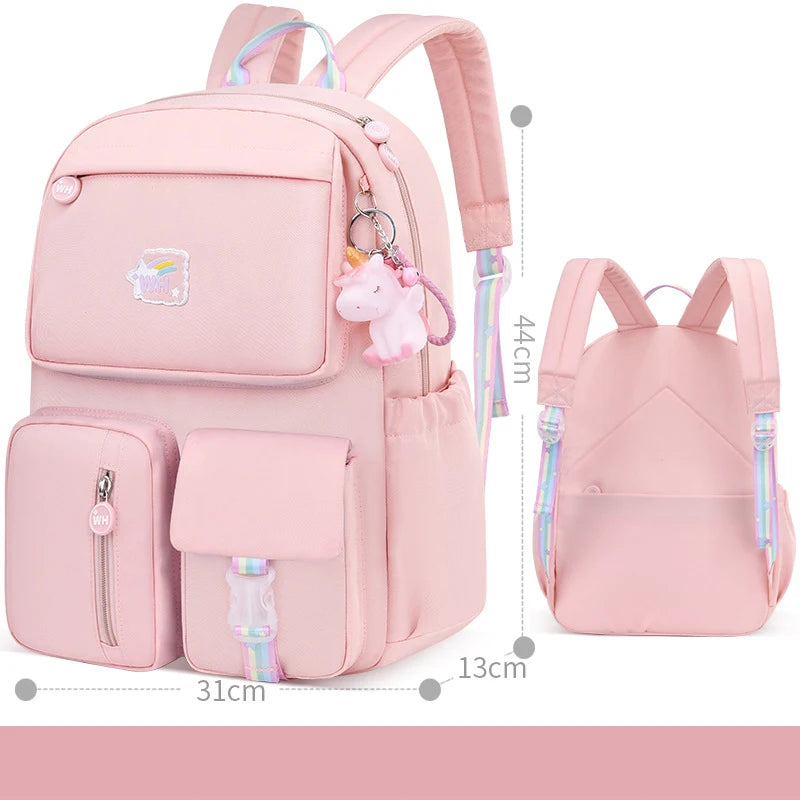 Cute Backpack Waterproof Multi-Pocket School Backpack for Student Girls Kawaii Primary Schoolbag Book Bag Mochila 2 Sizes