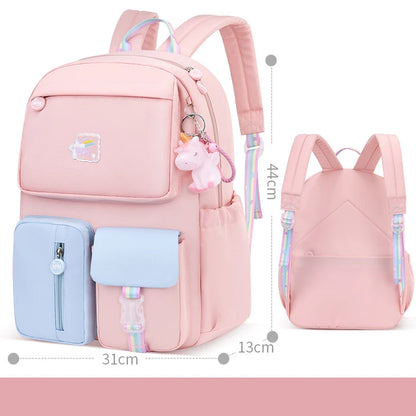 Cute Backpack Waterproof Multi-Pocket School Backpack for Student Girls Kawaii Primary Schoolbag Book Bag Mochila 2 Sizes