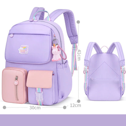 Cute Backpack Waterproof Multi-Pocket School Backpack for Student Girls Kawaii Primary Schoolbag Book Bag Mochila 2 Sizes