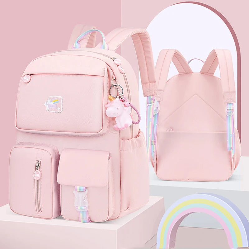 Cute Backpack Waterproof Multi-Pocket School Backpack for Student Girls Kawaii Primary Schoolbag Book Bag Mochila 2 Sizes