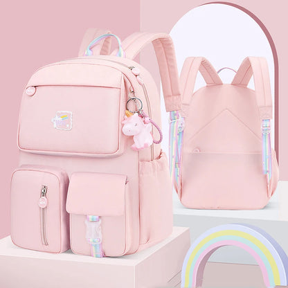 Cute Backpack Waterproof Multi-Pocket School Backpack for Student Girls Kawaii Primary Schoolbag Book Bag Mochila 2 Sizes