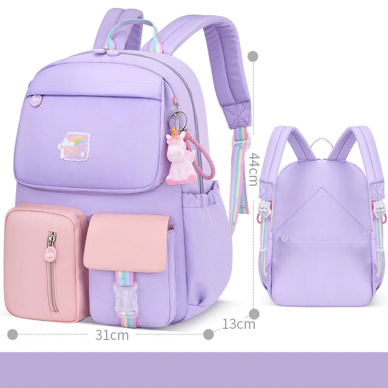 Cute Backpack Waterproof Multi-Pocket School Backpack for Student Girls Kawaii Primary Schoolbag Book Bag Mochila 2 Sizes