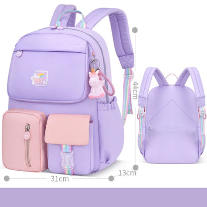 Cute Backpack Waterproof Multi-Pocket School Backpack for Student Girls Kawaii Primary Schoolbag Book Bag Mochila 2 Sizes