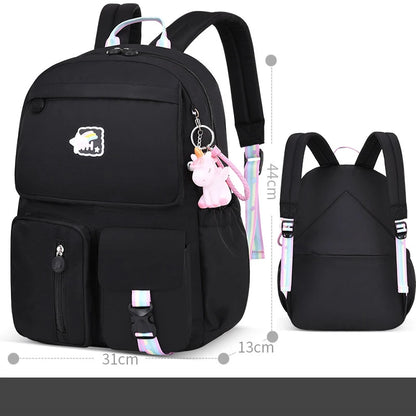Cute Backpack Waterproof Multi-Pocket School Backpack for Student Girls Kawaii Primary Schoolbag Book Bag Mochila 2 Sizes