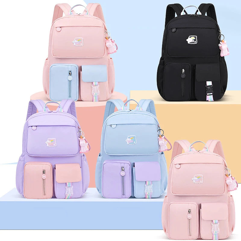 Cute Backpack Waterproof Multi-Pocket School Backpack for Student Girls Kawaii Primary Schoolbag Book Bag Mochila 2 Sizes