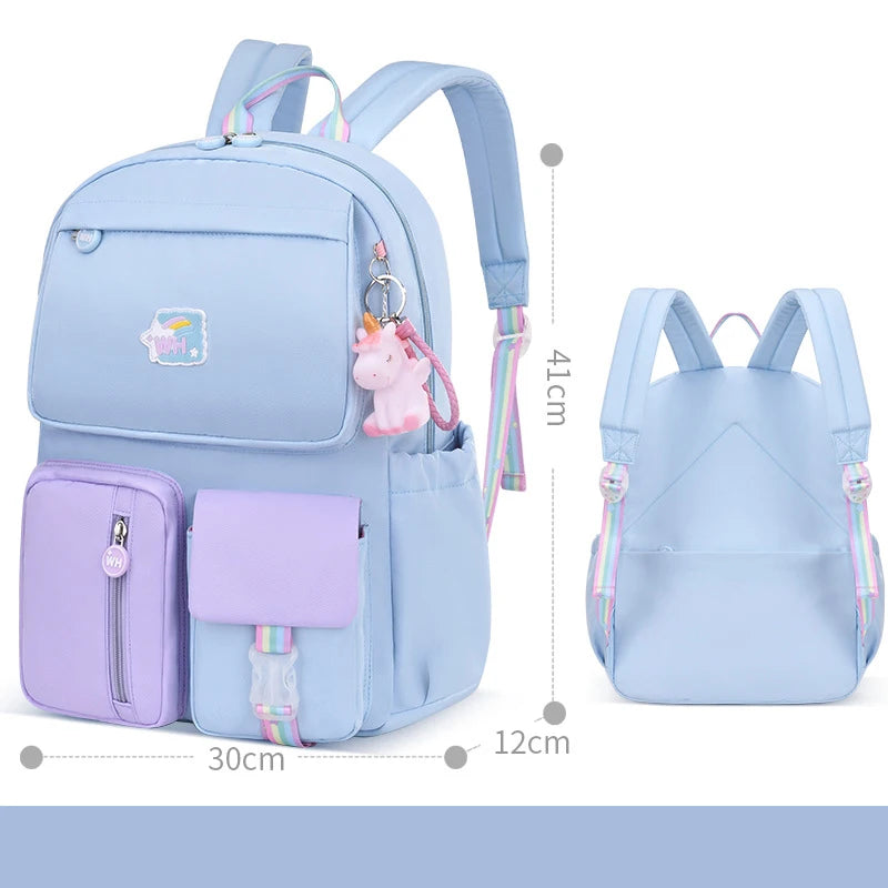 Cute Backpack Waterproof Multi-Pocket School Backpack for Student Girls Kawaii Primary Schoolbag Book Bag Mochila 2 Sizes