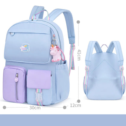 Cute Backpack Waterproof Multi-Pocket School Backpack for Student Girls Kawaii Primary Schoolbag Book Bag Mochila 2 Sizes