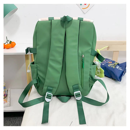 Cute Badges Preppy Style Women Girl Sweet Contrast Color Backpacks Multi Pockets Students School Bags Cartable