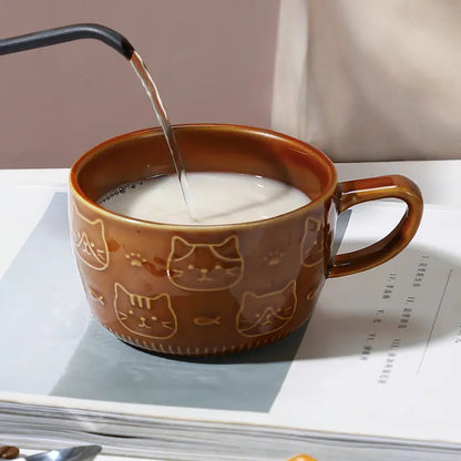 Cute Creative Mug Cartoon Animal Ceramic Cups with Lid Tea Coffee Cup Breakfast Cat Ear Student Milk Cups Drinkware